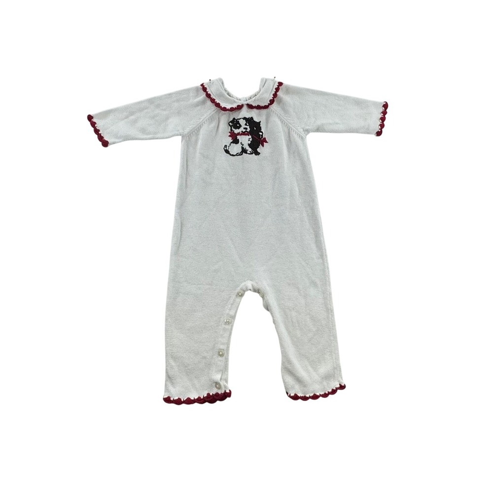 Vintage 2008 Janie & Jack Cashmere Blend Puppy Christmas Romper 6-12M Unisex